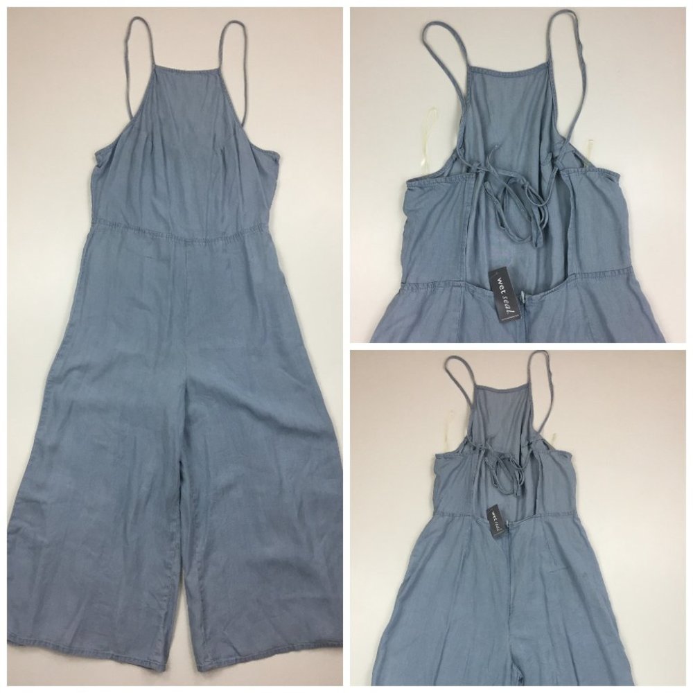 NWT KISS & CRY Strap Open Back Wide Crop Jumpsuit